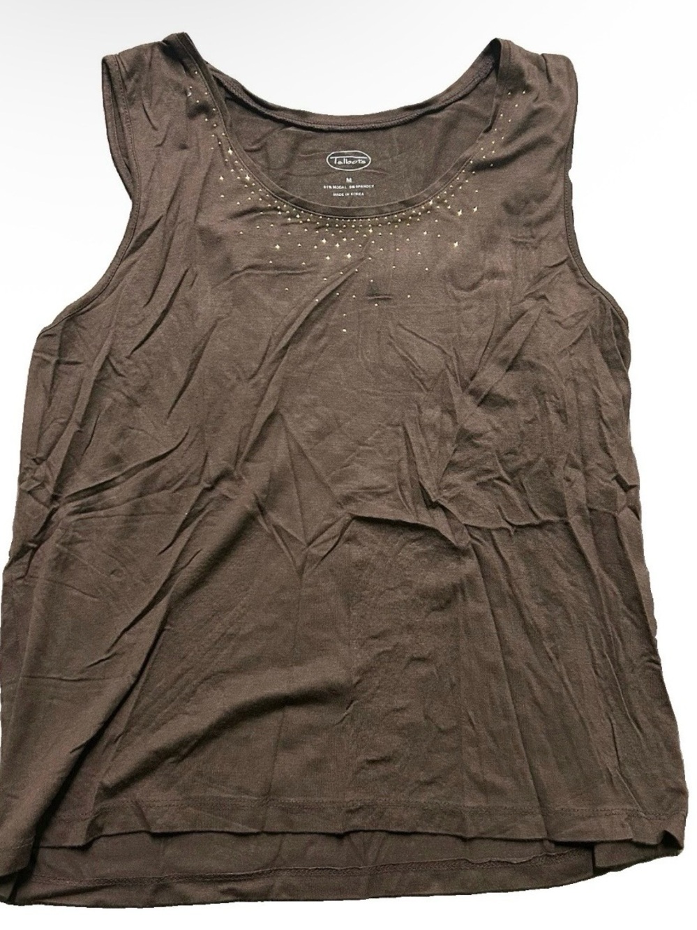 Women’s Talbots Brown Tank Top Gold Detail Size Medium